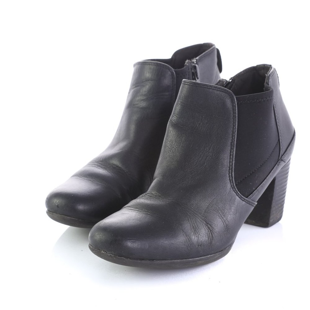 Clarks Black Leather Ankle Boots Booties Heels